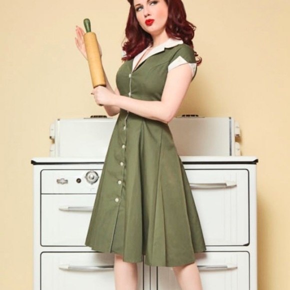 Heart of Haute Dresses & Skirts - Heartbreaker/Heart of Haute Diner Dress Olive XS